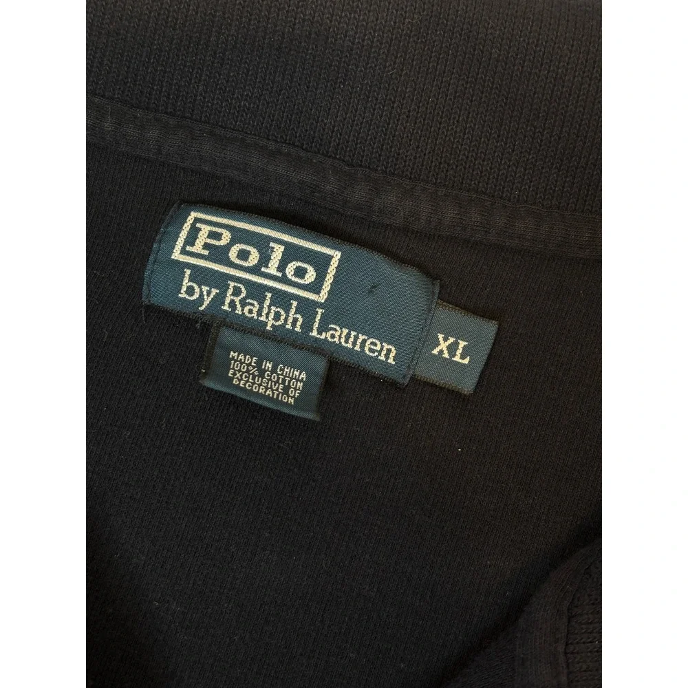 Polo Ralph Lauren Mens XL Navy Blue Quarter Zip 100% Cotton Pullover Sweater
